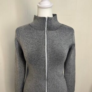 R898 Heather Gray Knit Zip-Up Dress